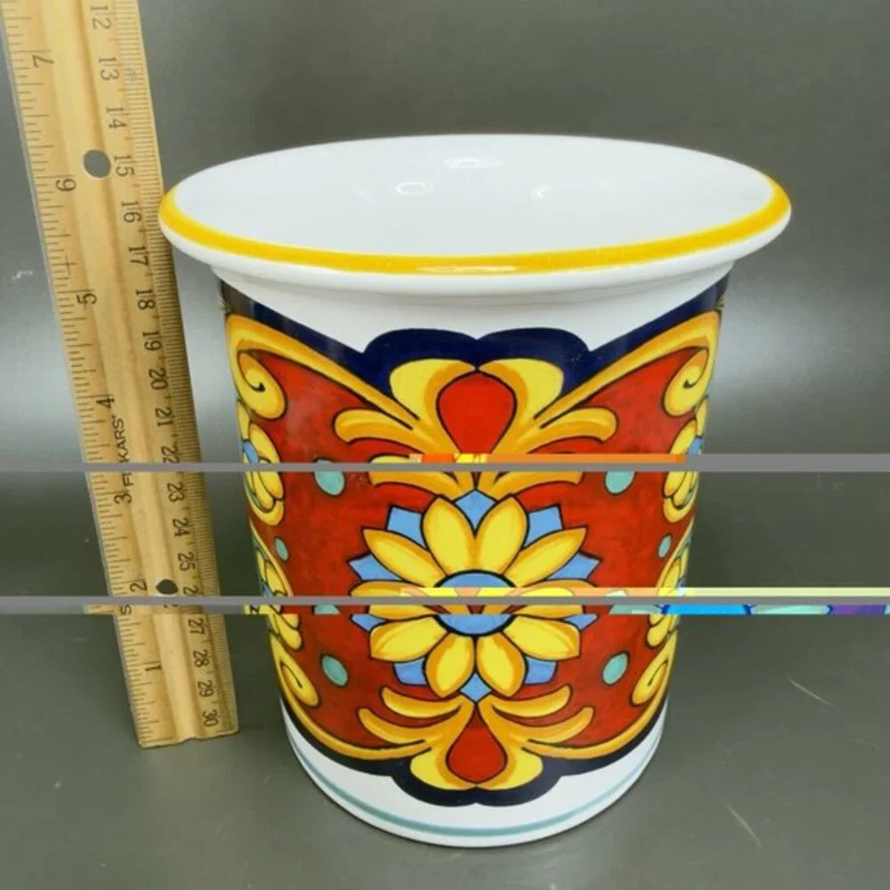 Ceramic‎ Nova Deruta Made In Italy Redware Pottery Utensil Holder Crock Vase VTG